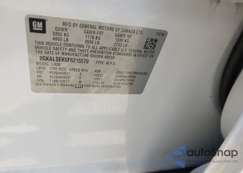 2015 GMC Terrain Slt-1 from USA, damaged, VIN 2GKALSEK6F6215579